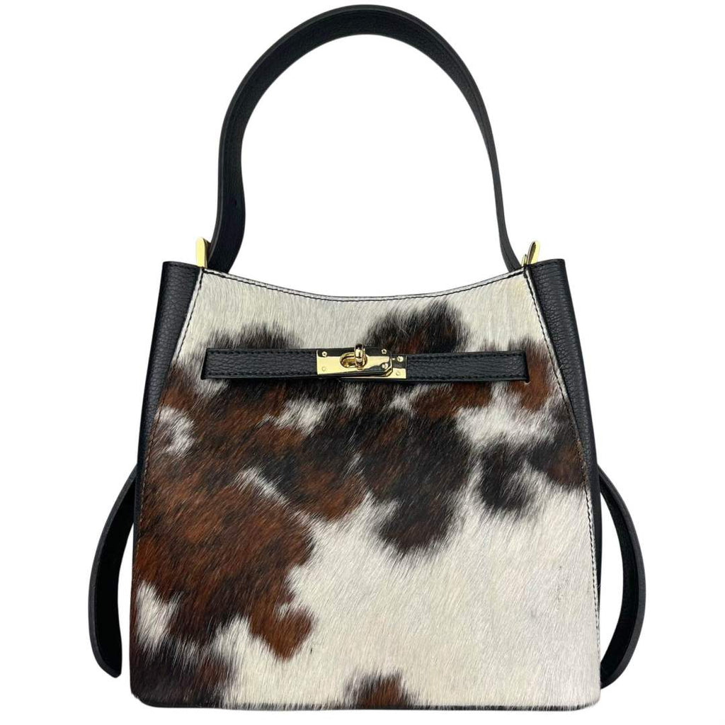 MI525 Cow Print Pony Hair Bucket Bag