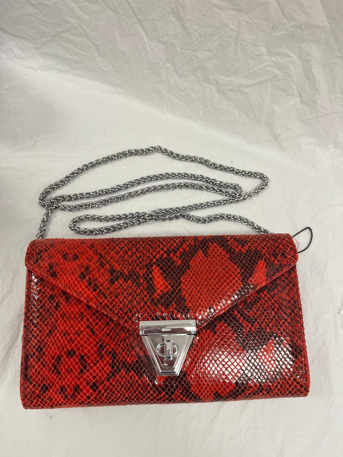 OF243 Italian Red Leather Printed Snake Crossbody JIJOU CAPR