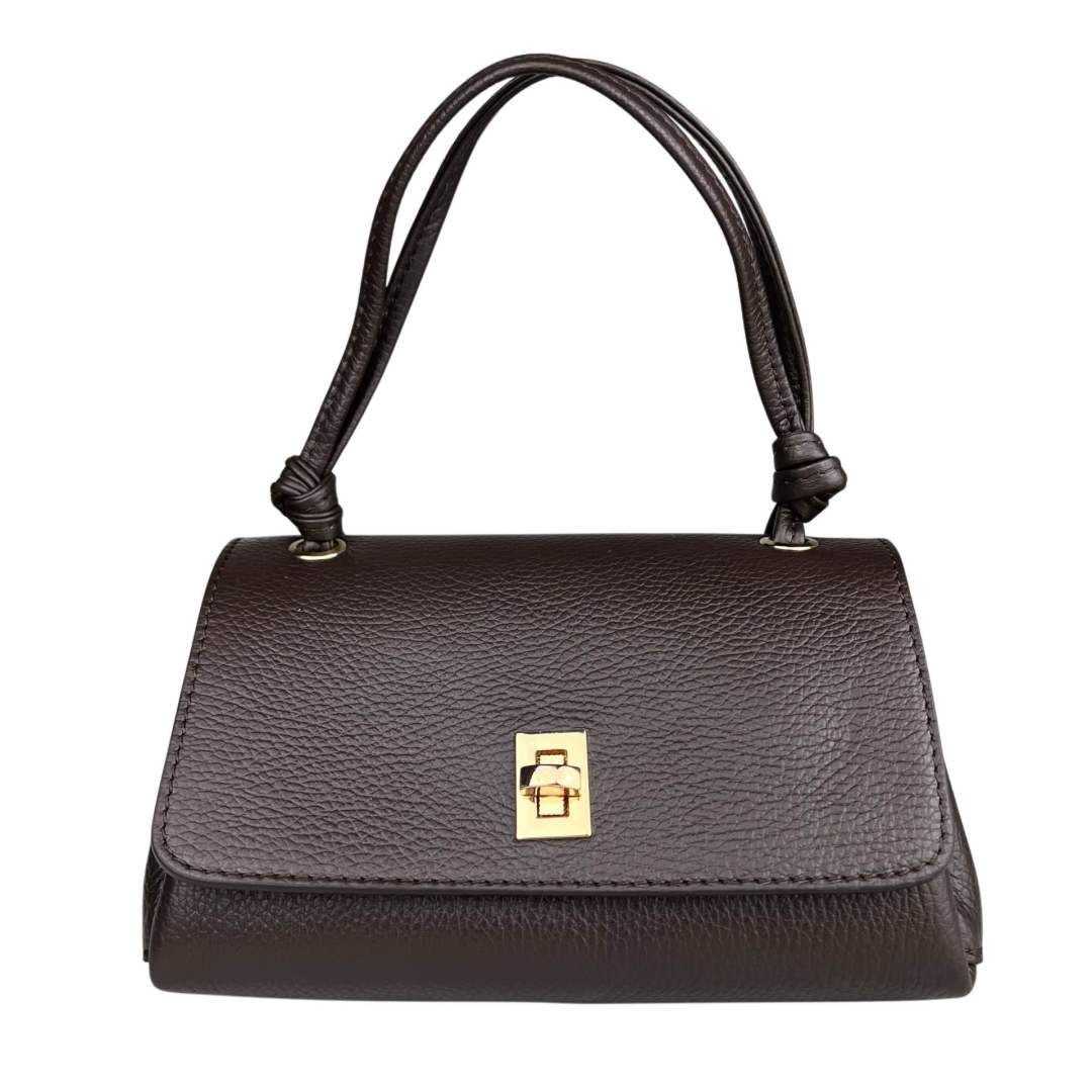 Mi218 Dark Brown Slim-Handle Flap Bag