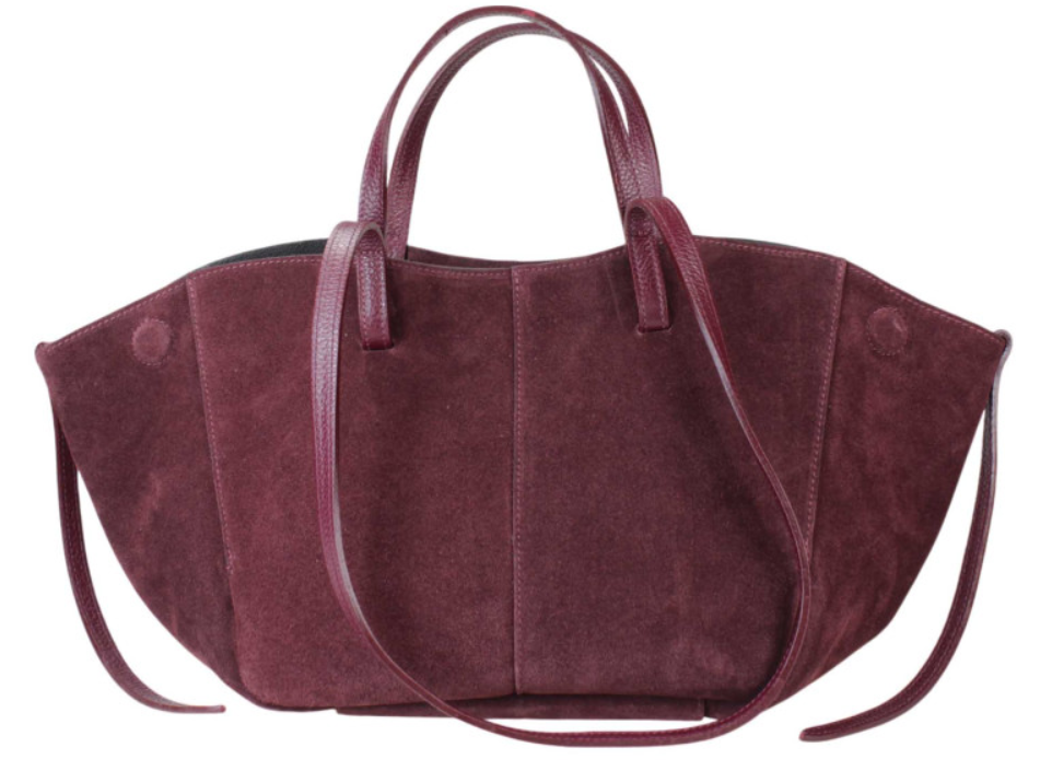 959 Italian Suede Leather Wine Travel  Bag w/ Leather Pouch