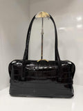St044 Black Croc-Embossed Duna Bag
