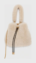 JA002 White Faux Fur Bucket Bag