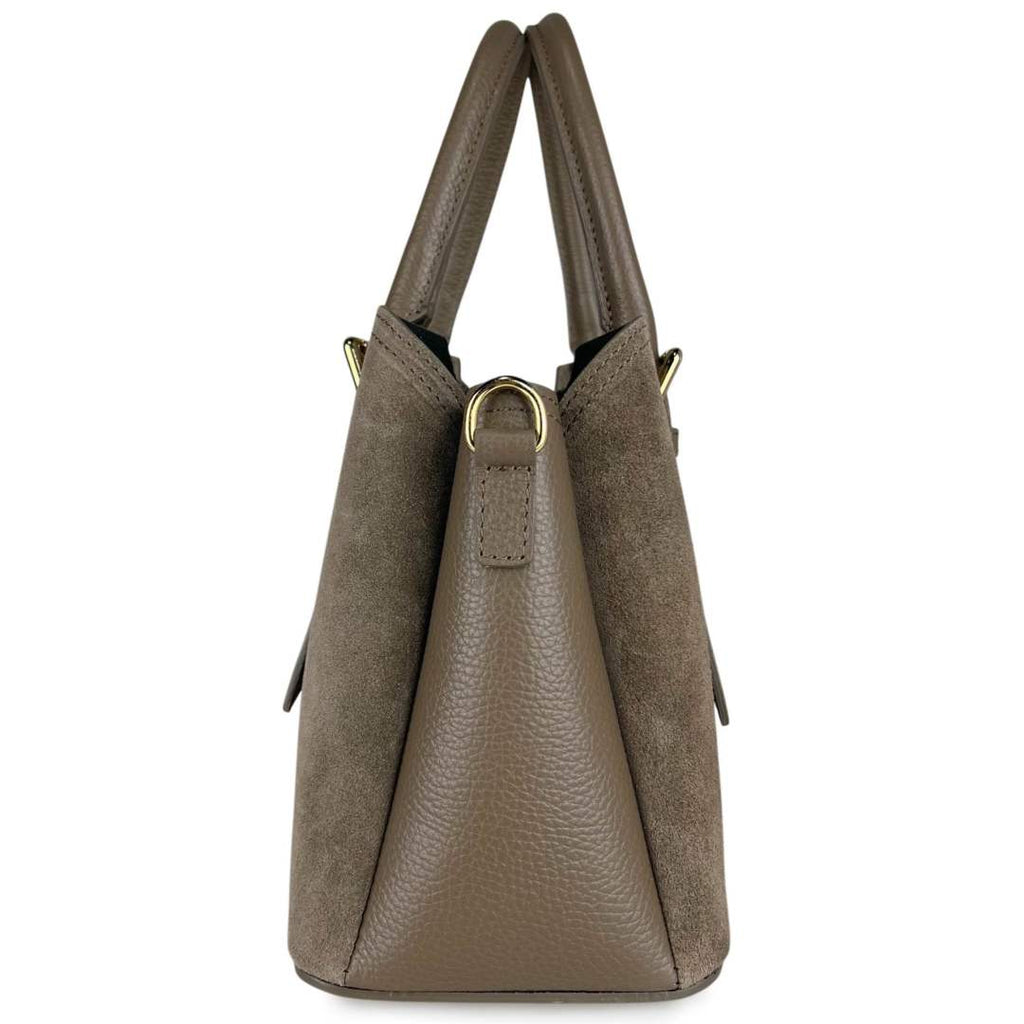 Mi136 Taupe Suede Elegant Handbag