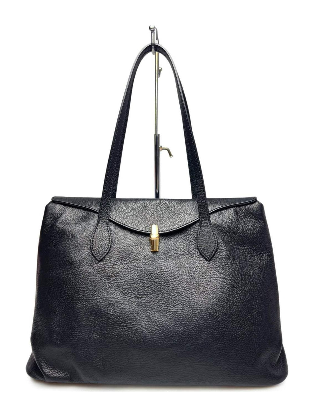 MI545 Black Leather Padlock Tote