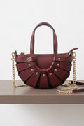 ZZ194 Burgundy Leather Basket Bag