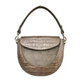 MI620 Taupe Suede Croc Saddle Bag
