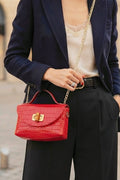 ZZ022 Red Croco Chain Crossbody Bag