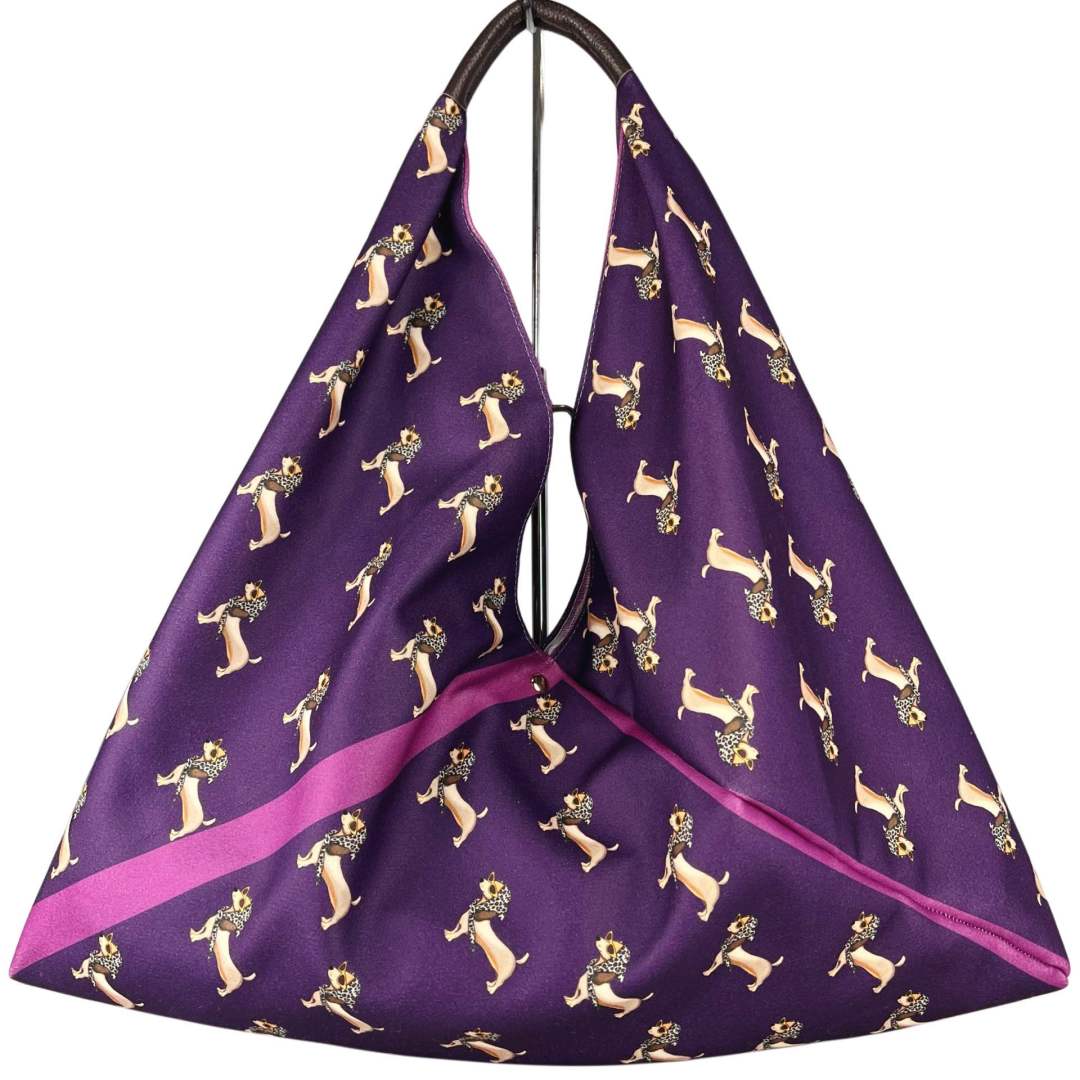 MI495 Purple Dachshund Print Triangle Bag