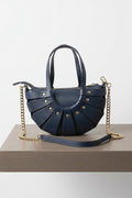 ZZ196 Navy Leather Basket Bag