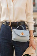 ZZ128 Sky Blue Grained Leather Chain Crossbody Bag