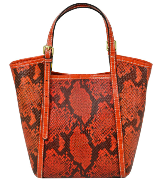 IT7O Italian Orange  Leather Snake Printed Crossbody Bag