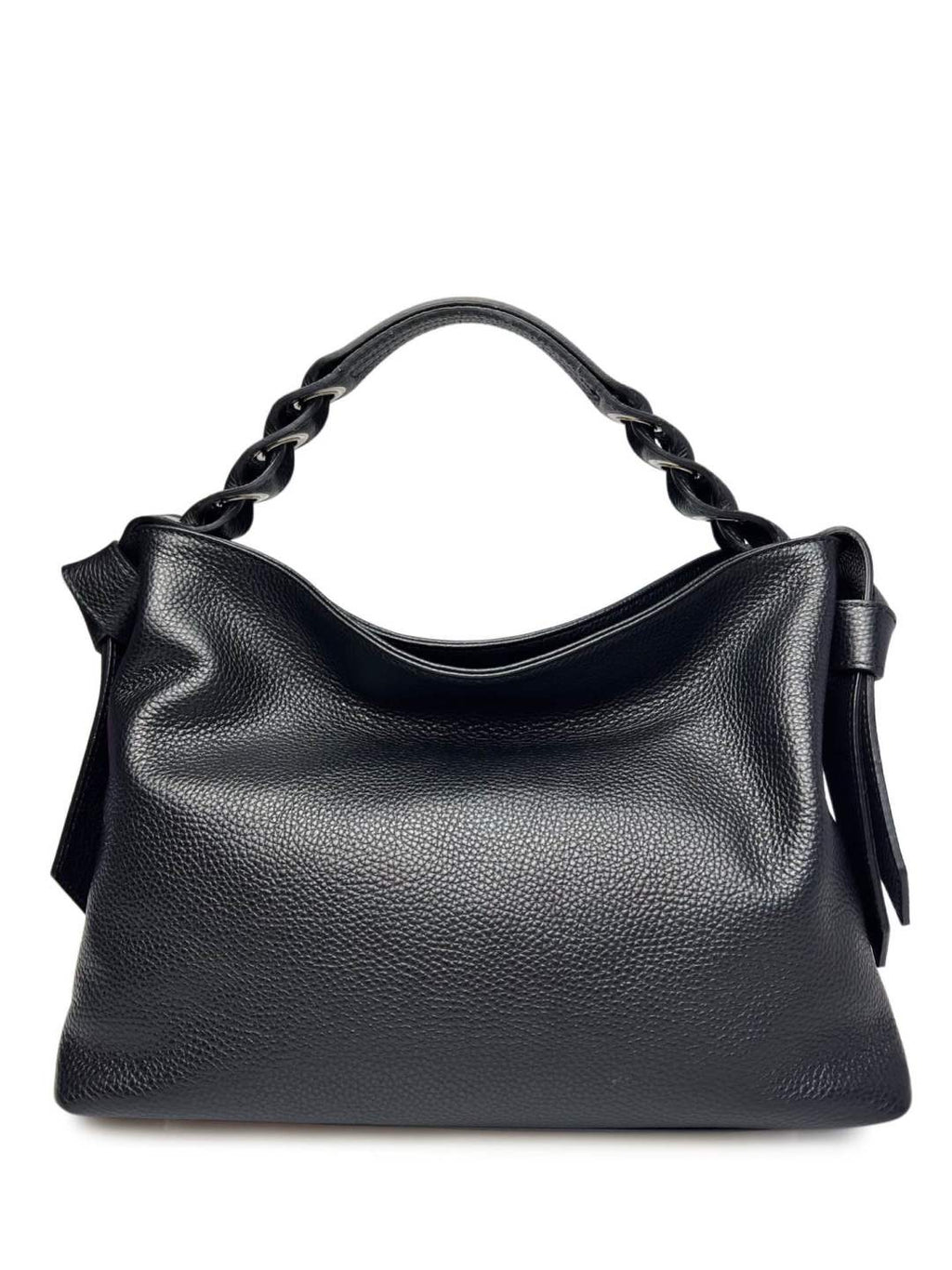 MI506 Black Leather Hobo Bag