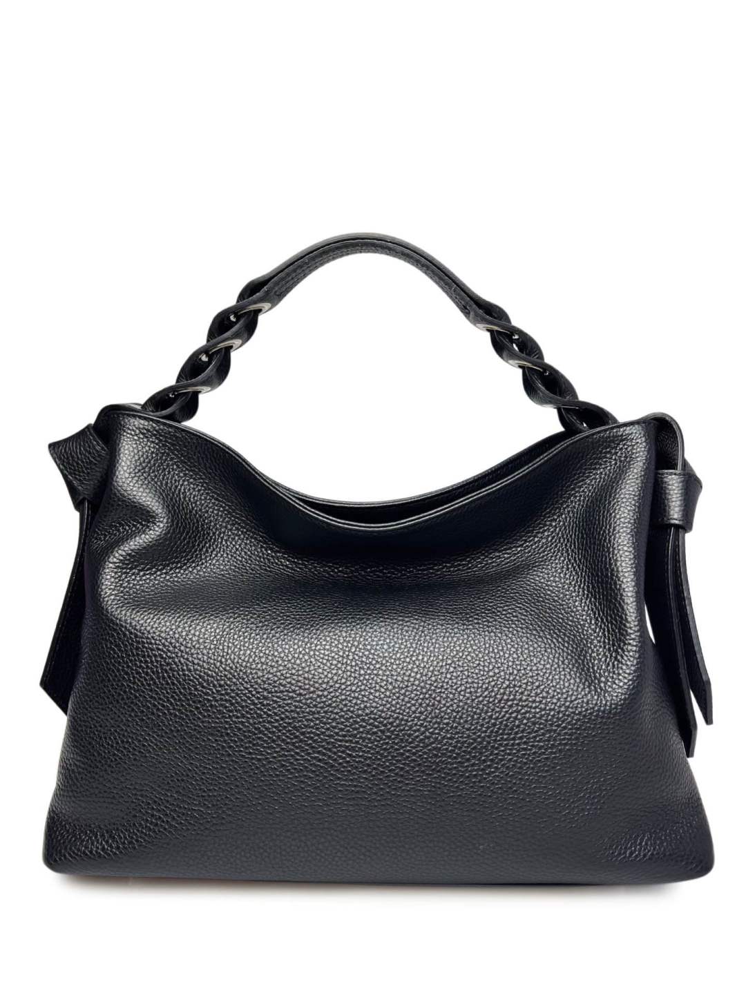 MI506 Black Leather Hobo Bag