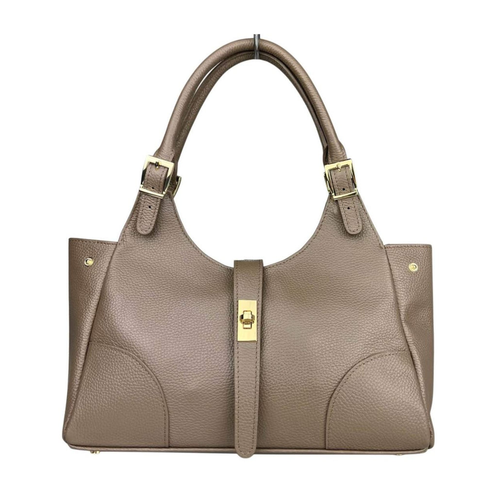 MI661 Dark Taupe Leather Shopper Bag