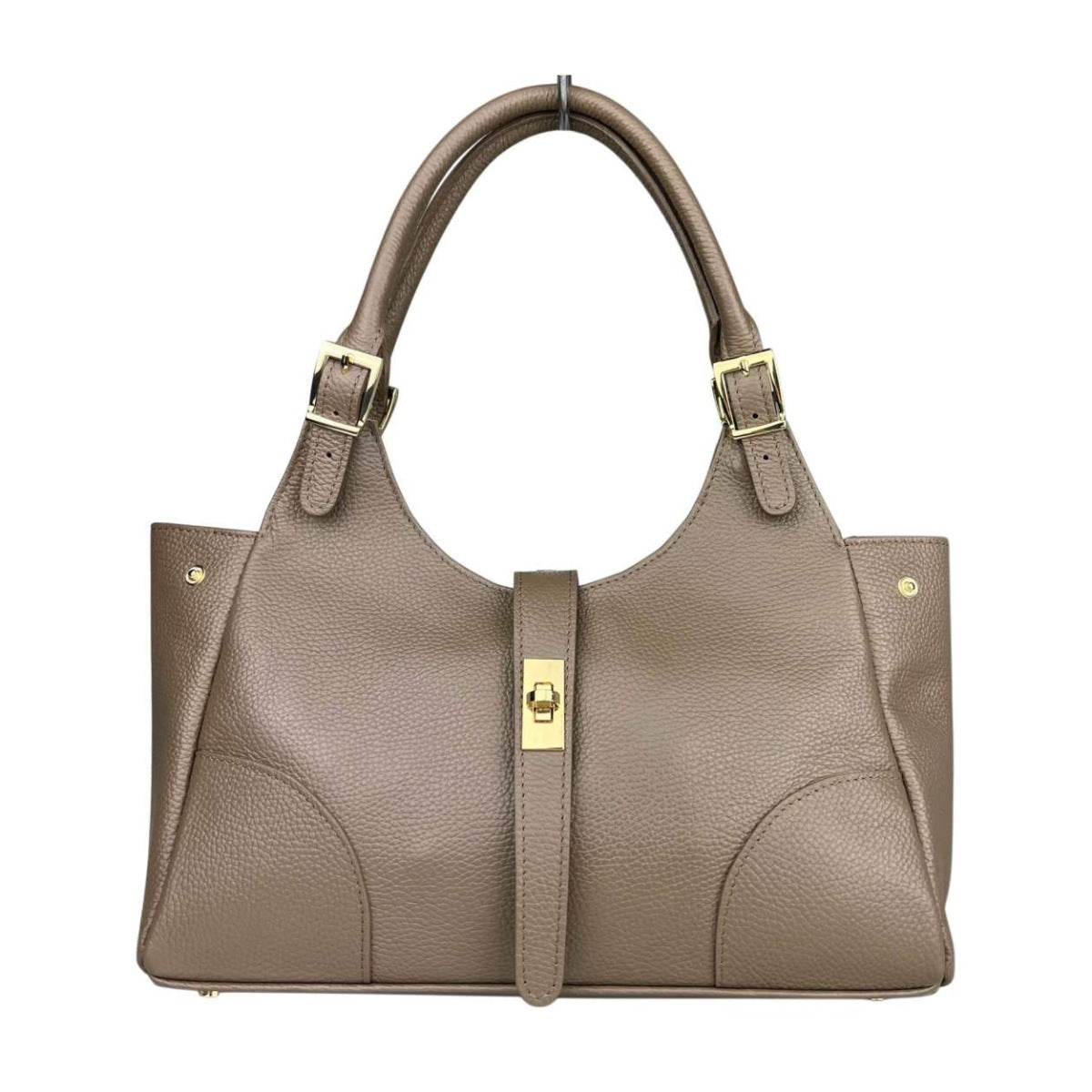 MI661 Dark Taupe Leather Shopper Bag