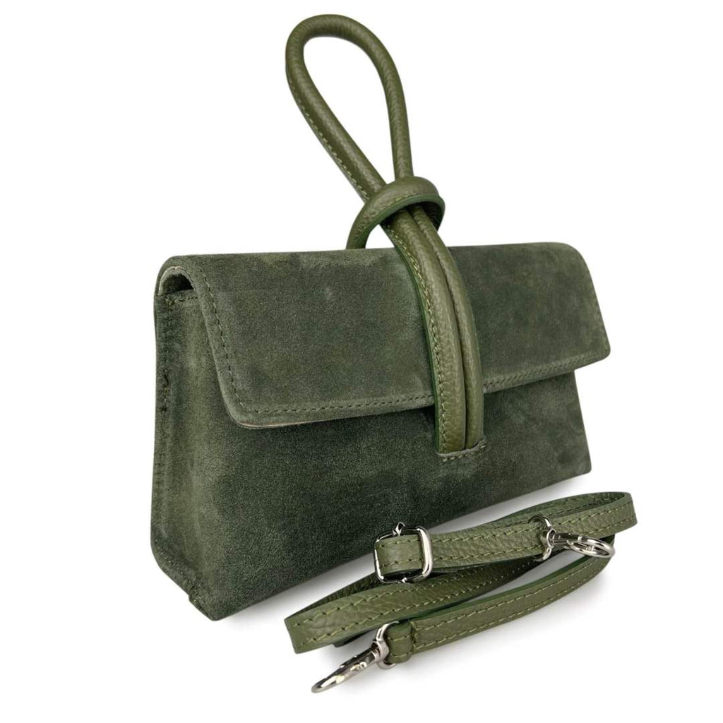 Mi108 Olive Suede Knot Pochette