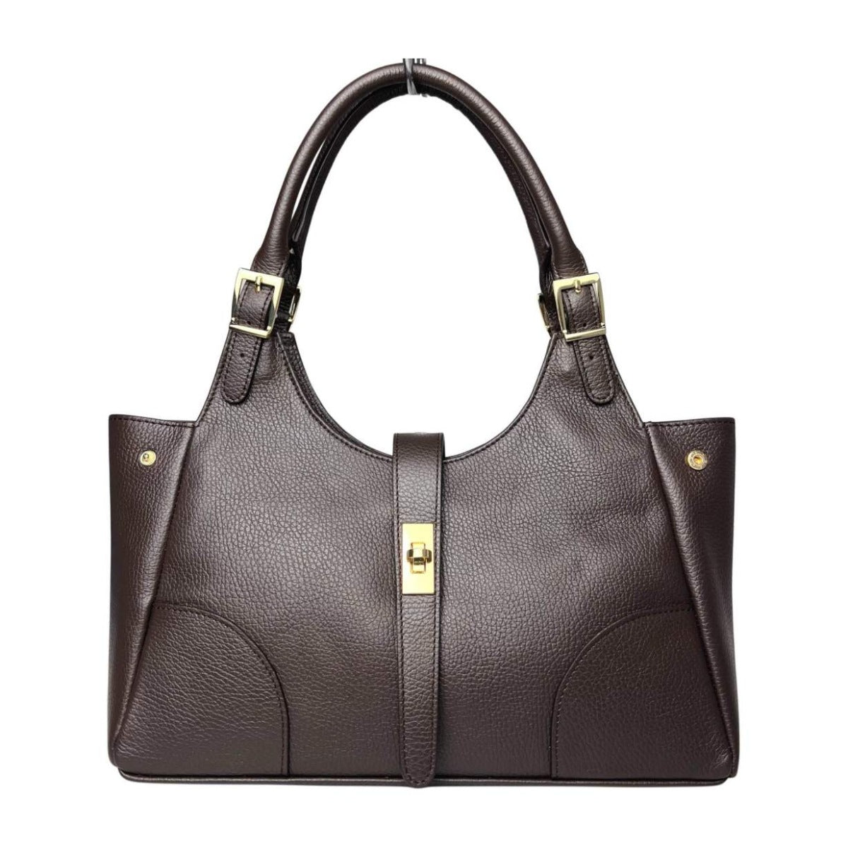 MI663 Dark Brown Leather Shopper Bag