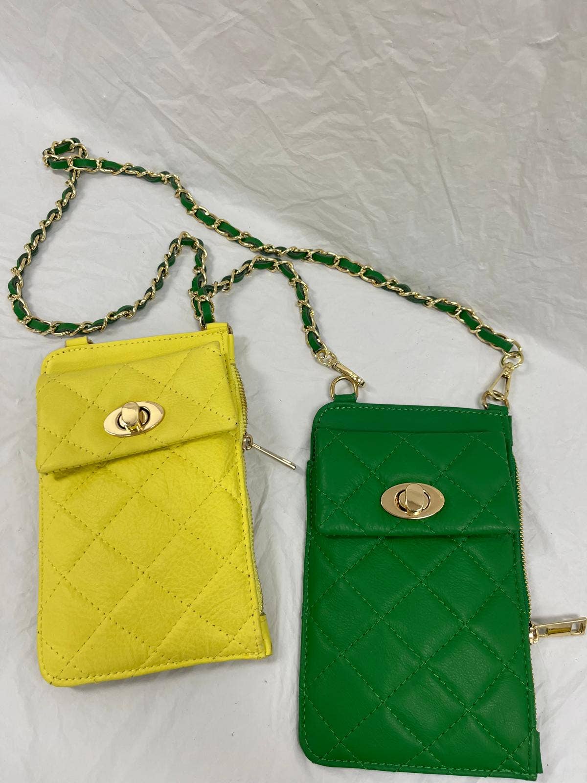 OF234 Italian Quilted Leather Zipped Cellphone Bag