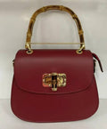 STBAW Wine Italian Leather Crossbody Bag w/Bamboo Handles