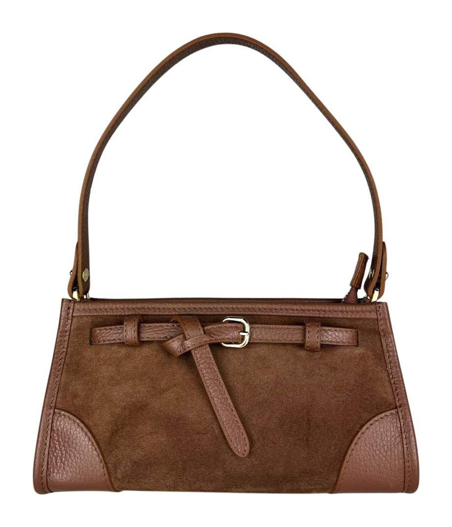 MI565 Brown Suede Mini Shoulder Bag