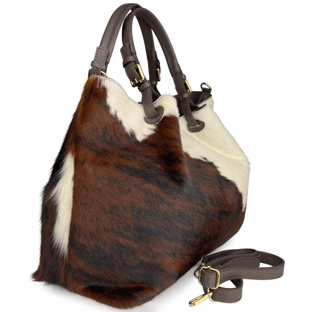 Mi256 Cow Print Pony Hair Large Bag