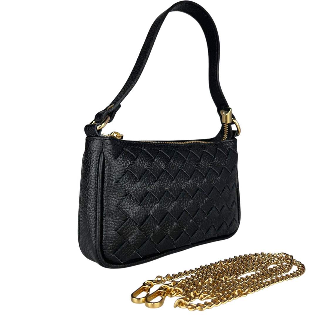 Mi093 Black Woven Mini Baguette