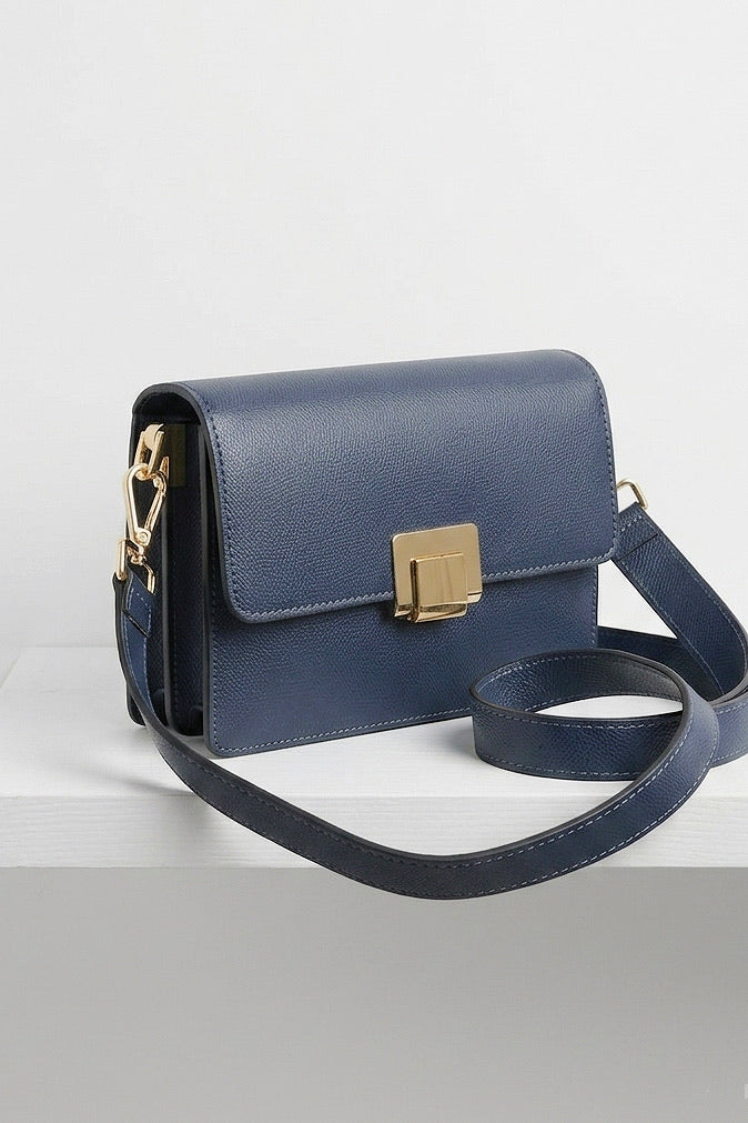 ZZ003 Navy Leather Handbag