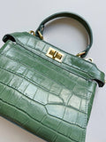 LEBCRM Italian Mint Embossed Croco Leather Crossbody Bag