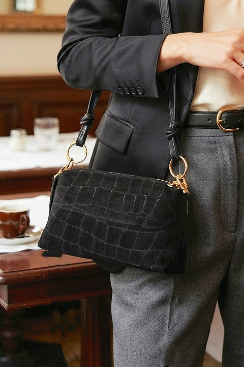 ZZ012 Black Suede Handbag