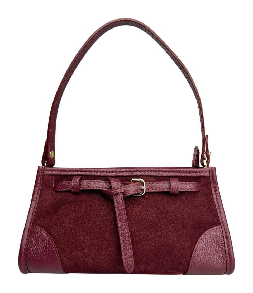 MI566 Burgundy Suede Mini Shoulder Bag