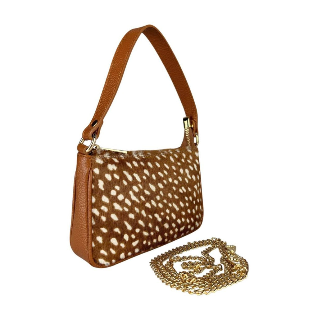 MI678 Tan Bambi Spot Pony Hair Mini Bag