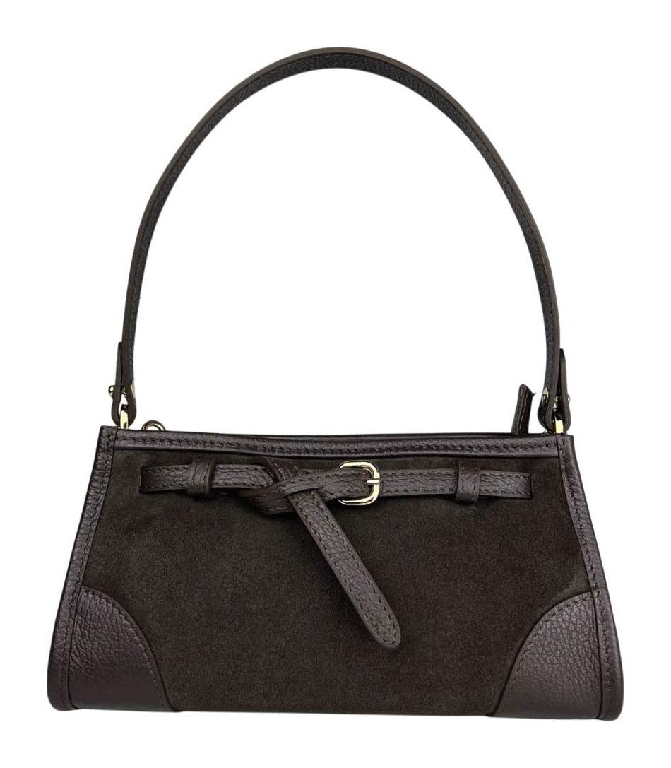 MI564 Dark Brown Suede Mini Shoulder Bag