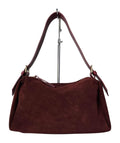MI572 Burgundy Suede Buckle Shoulder Bag