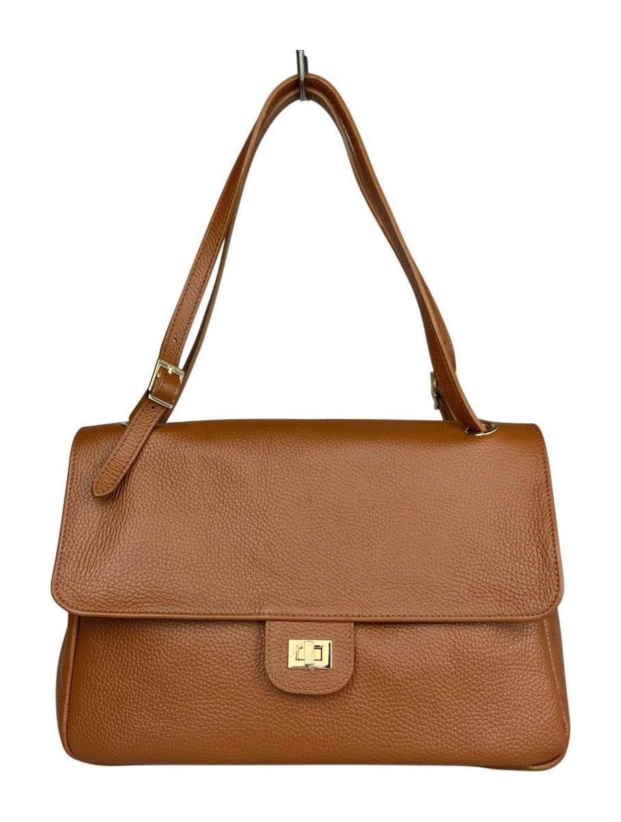 MI603 Tan Leather Flap Bag