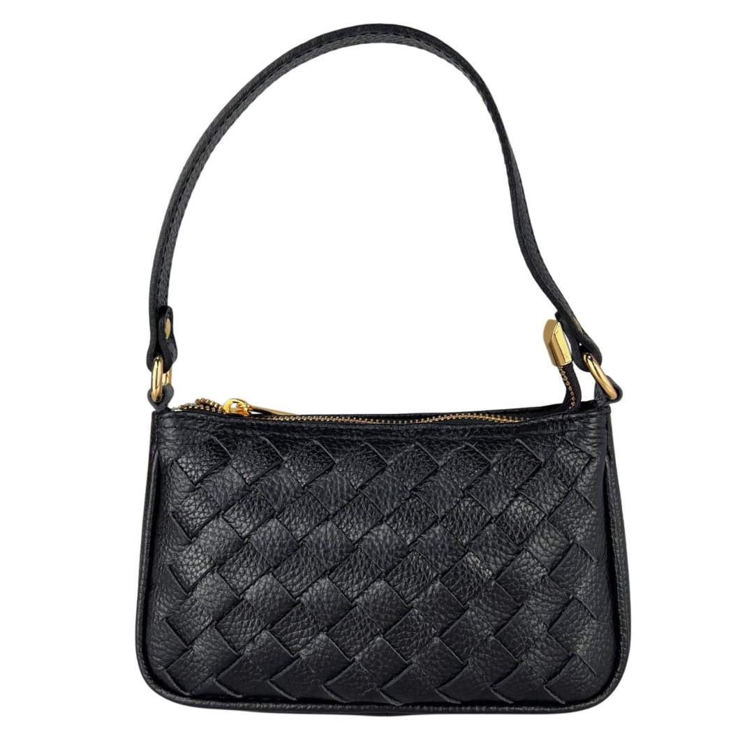Mi093 Black Woven Mini Baguette