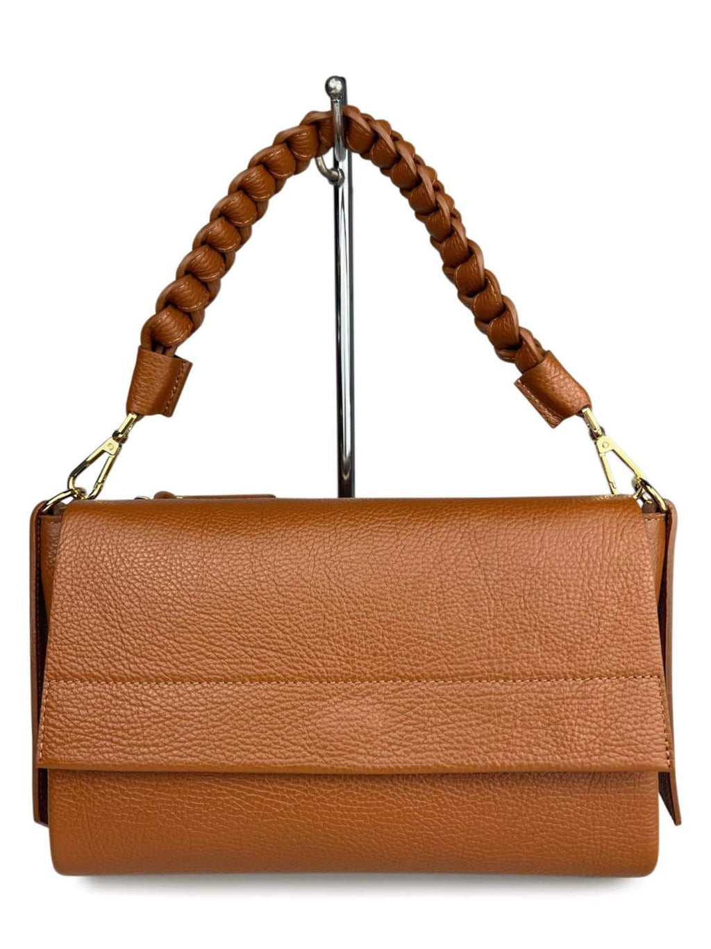 Mi191 Tan 3-Compartment Flap Bag