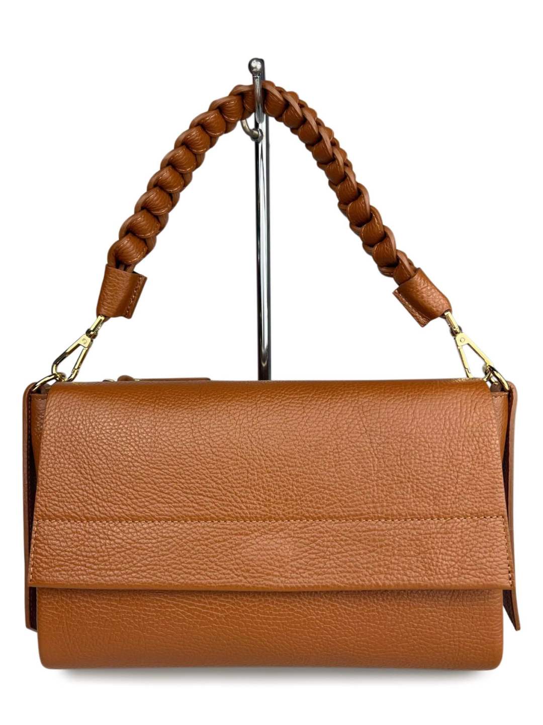 Mi191 Tan 3-Compartment Flap Bag