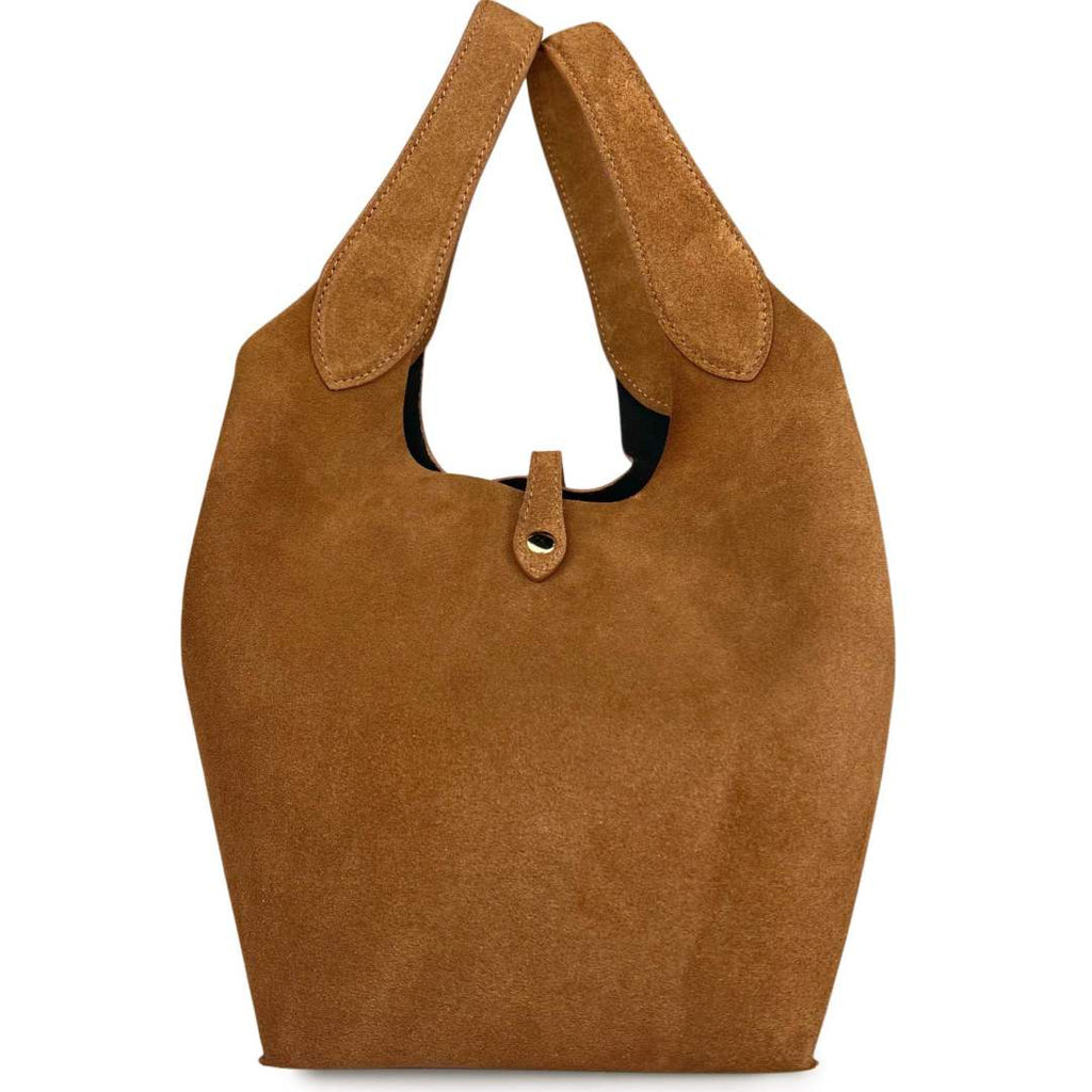 Mi123 Tan Suede Pouch Tote