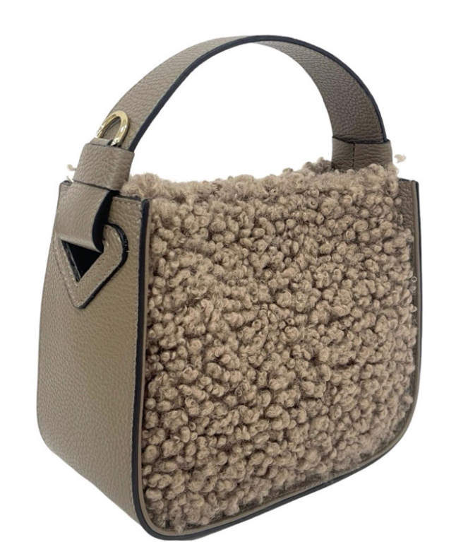 C019 Taupe Luxurious Leather and Textured Bag JIJOU CAPRI