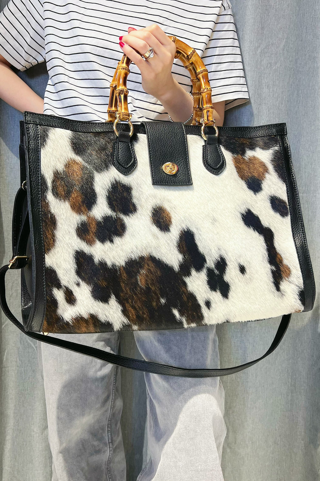 ZZ057 Black XL Animal Print Handbag