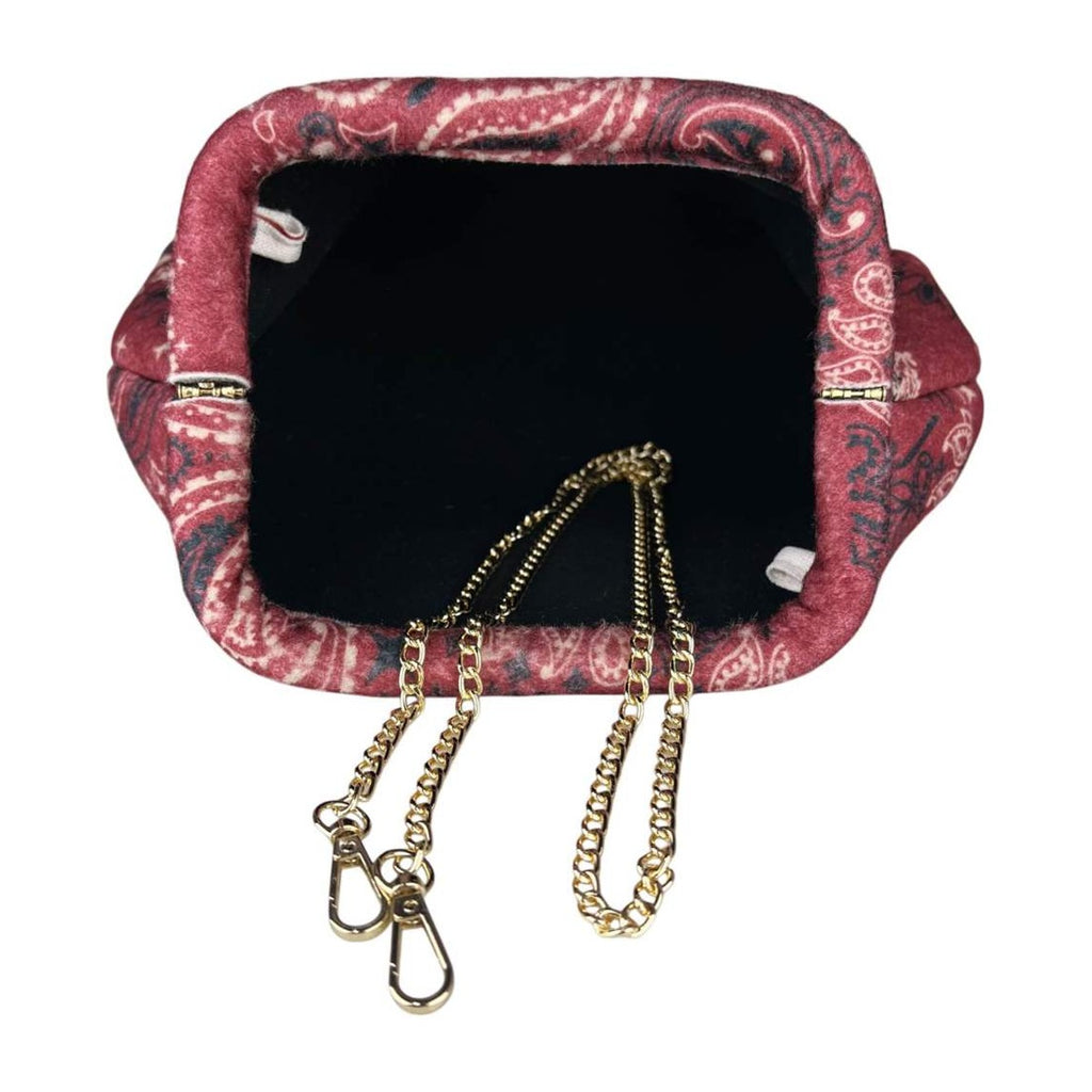 MI665 Burgundy Bandana Print Clutch Bag
