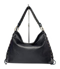 MI582 Black Leather Laced Hobo Bag