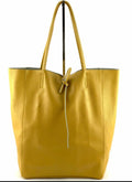 D36 Italian Basic Mustard Leather Tote Bag JIJOU CAPRI