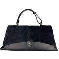 MI518 Black Suede Flap Handbag