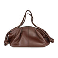 MI680 Mocha Ruched Leather Shoulder Bag