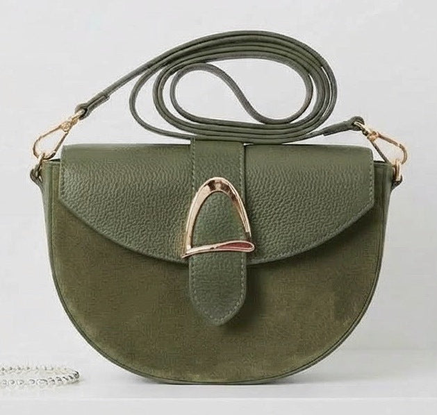 ZZ175 Khaki Leather Suede Crossbody Bag
