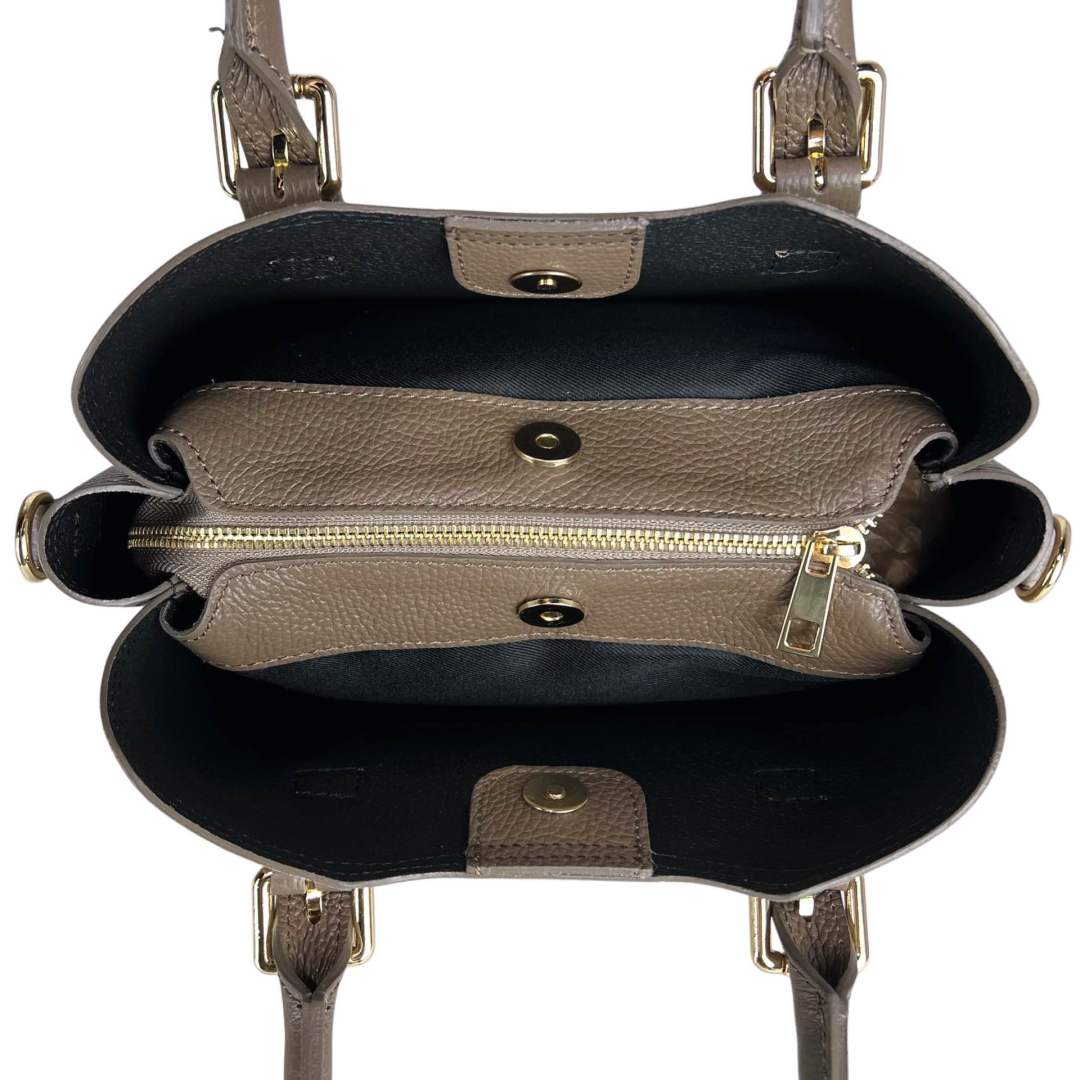 Mi136 Taupe Suede Elegant Handbag