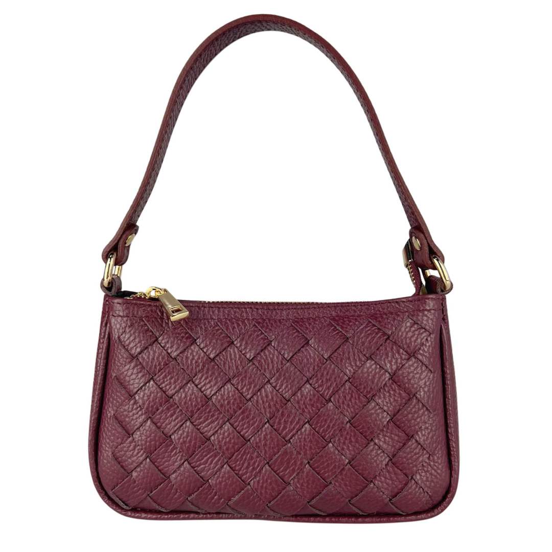 Mi096 Burgundy Woven Mini Baguette