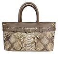 Mi239 Dark Taupe Python-Print Bag