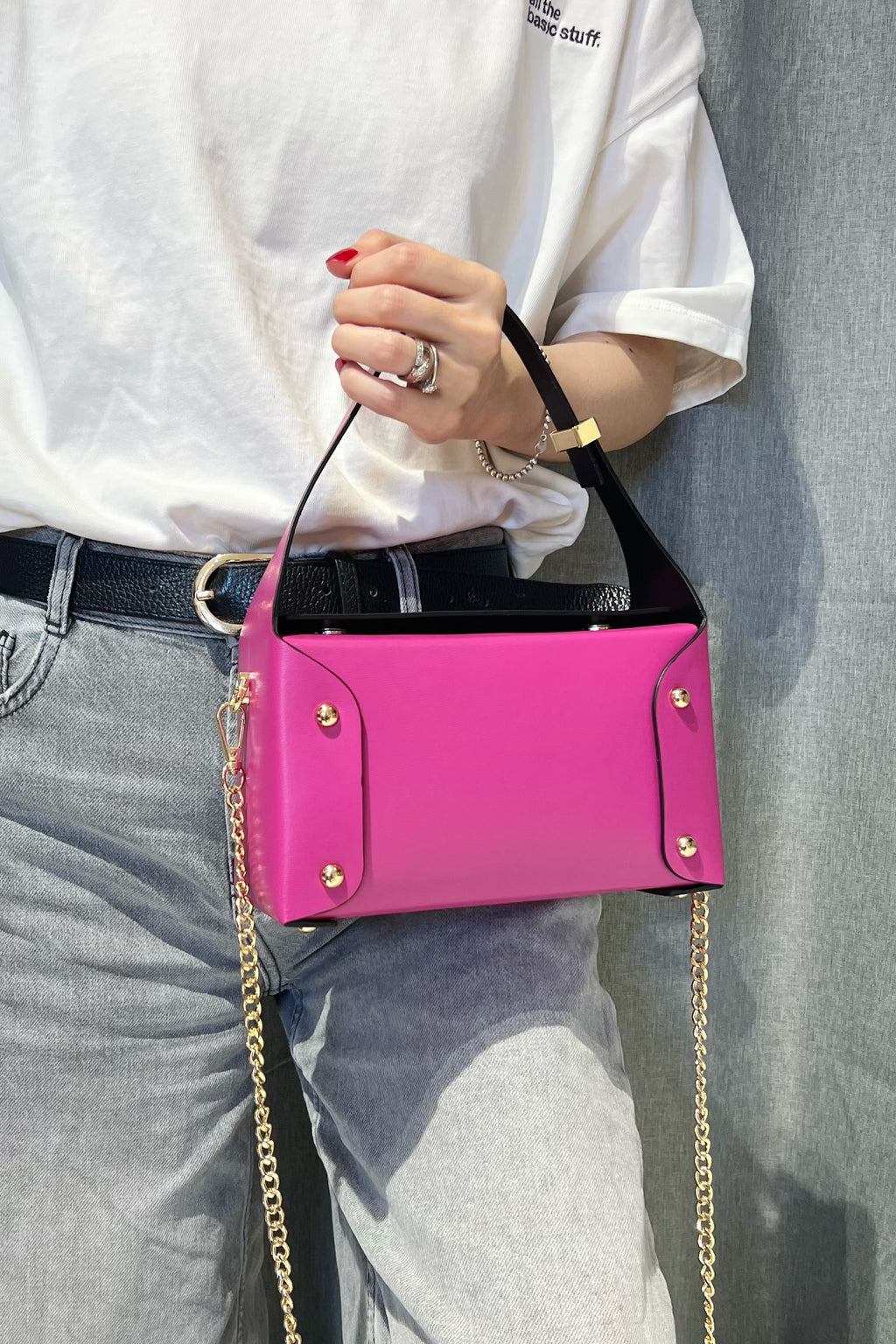 ZZ138 Fuchsia Small Smooth Leather Handbag
